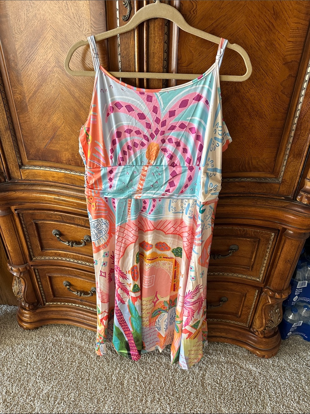 Tropical Print Spaghetti-Strap Summer Dress - Multi